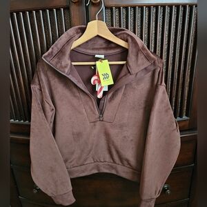 All In Motion Size m 1/2 Zip Pullover Nwt Chocolate